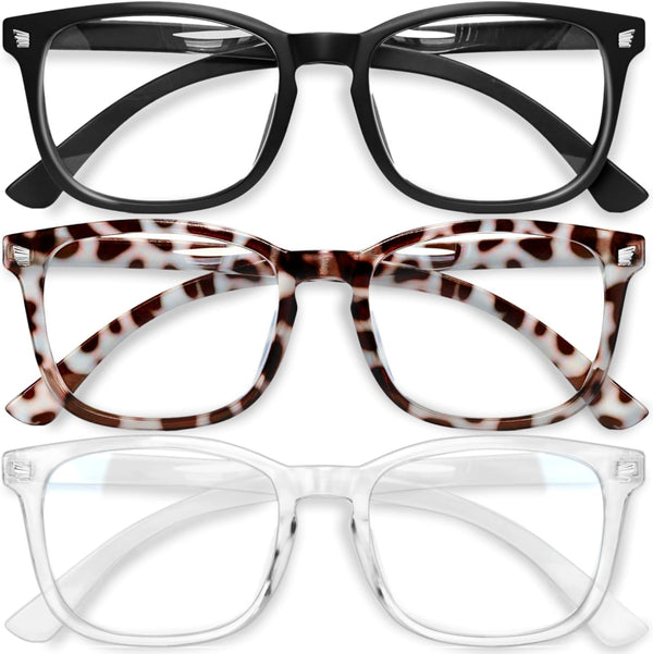 Gaoye Stylish Blue Light Glasses for Women, Computer Glasses with 99% Blue Light Blocking, 3 Pack