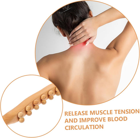 Wood Gua Sha Massage Tool with Beads Versatile Body Massage Stick for Deep Tissue Relief Acupoint Therapy and Muscle