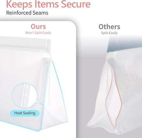 PACKISM Leak Proof Clear Toiletry Bag, TSA Approved with Reinforced Seams, Reusable Clear Travel Bags for Toiletries