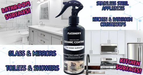FLEISHER'S Ceramic Coating Spray for Home Surfaces, Hydrophobic Nano Technology for Kitchen and Bathroom Protection