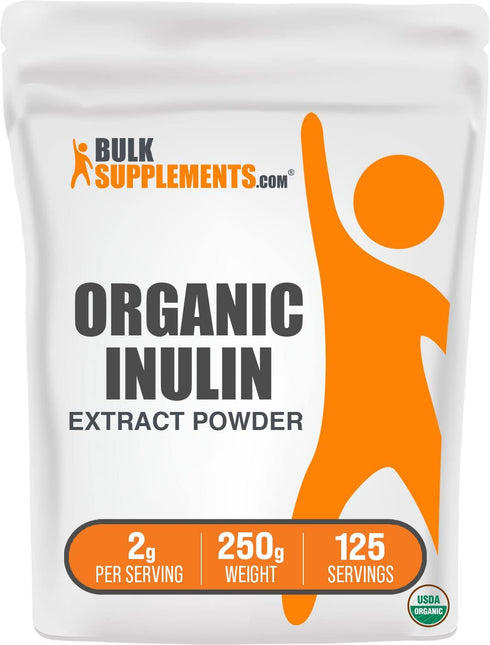 BulkSupplements.com Organic Inulin Extract Powder - 250g - Gluten Free Fiber Supplement