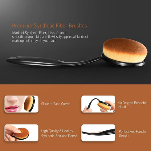 Yoseng Oval Makeup Brushes Set, 10 Pcs Professional Toothbrush Foundation, Contour, Concealer, Eyeliner Brushes with