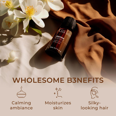 Gya Labs Jasmine Essential Oil 0.17 Fl Oz for Diffuser & Aromatherapy - Natural Oil for Skin, Hair & Candle Making