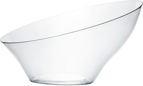 PLASTICPRO Disposable Angled Plastic Bowls - Large Round Serving Bowl, Clear Pack of 4 - Elegant for Party, Snack, or