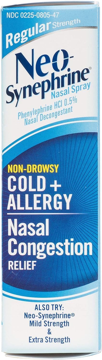 Nasal Decongestant Spray Regular Strength by Neo-Synephrine, 0.50 oz (PACK OF 3)