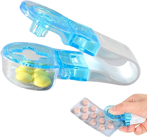 YLiiii 1pc Blue Portable Pill Taker, Tablets Pills Blister Pack Opener Assistance Tool,Travel