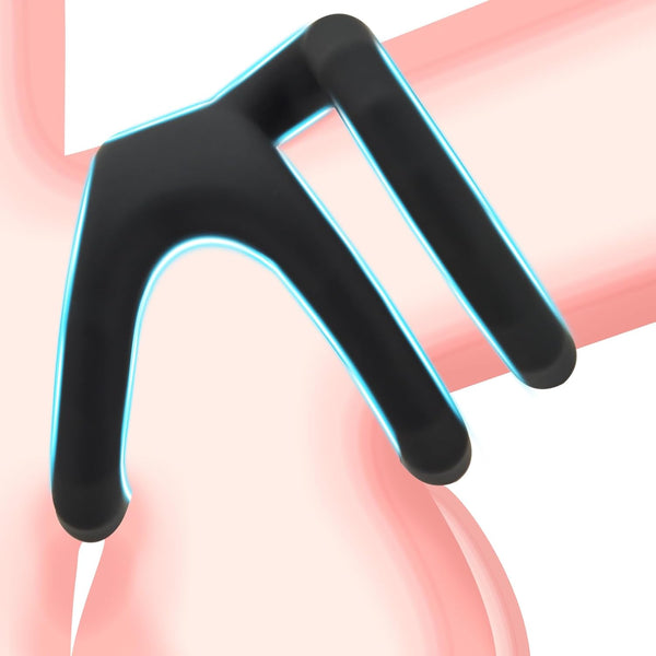 Jongait Triple Penis Ring for Men - Black Silicone Cock Ring for Harder
