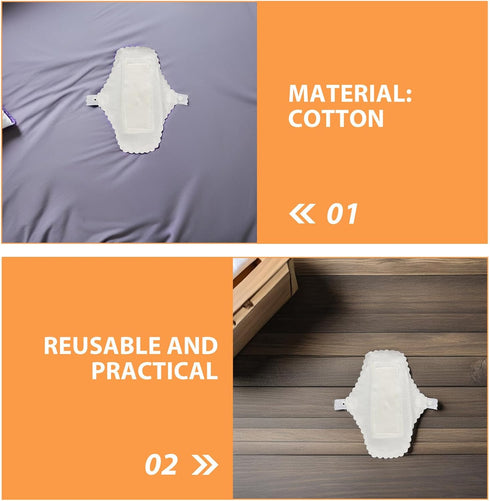 STAHAD 3pcs Set Reusable Fabric Menstrual Pads Breathable Cotton Period Pads with Waterproof Liner, Washable Sanitary