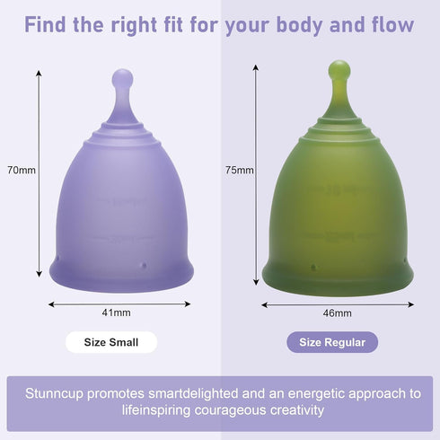 stunncup 12 Samll) Soft Menstrual Cup - Medical Grade Silicone Reusable Period Cup - BPA Free Comfortable Flexible