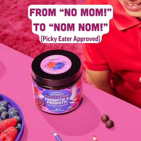 Gummies Gummy 60 Llama Naturals Kids Probiotic with Prebiotic Fiber, Vegan, Organic Prebiotics and Probiotics for Gut