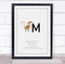 The Card Zoo New Baby Birth Details Christening Nursery Initial M Monkey Keepsake Gift Print