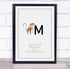The Card Zoo New Baby Birth Details Christening Nursery Initial M Monkey Keepsake Gift Print