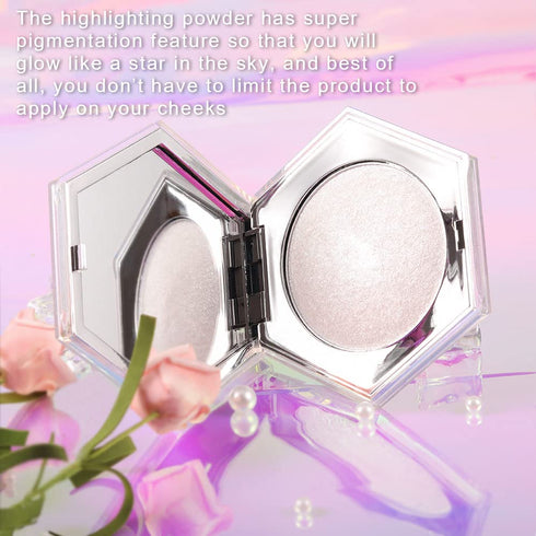 Pearl White Shimmer Glitter Highlighter, Silver Face Highlighter, Makeup Illuminator for Contour