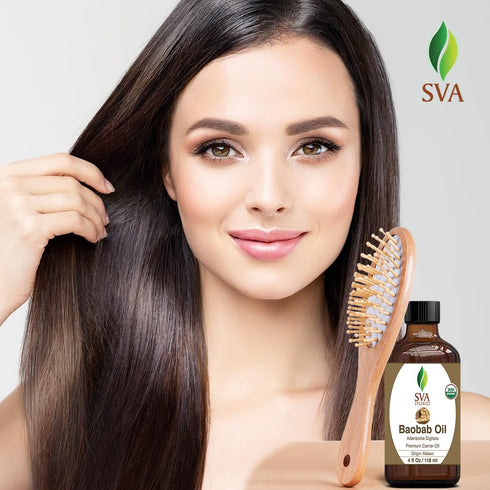 SVA Organic Baobab Seed Oil, 4 Fl Oz, 100% Natural Cold Pressed for Face, Skin, Hair Care