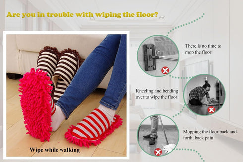 Cleaning Slippers Microfiber Detachable Mopping Shoes House Floor Cleaning Mop Chenille Sole, One Size (Royal Blue)