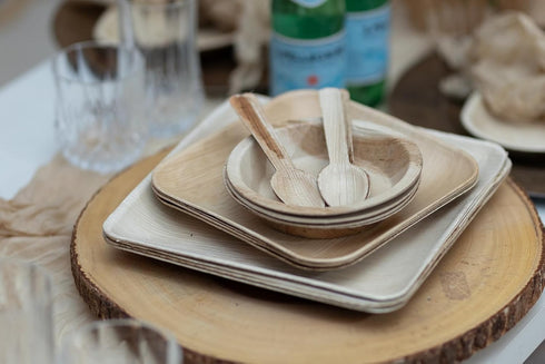 Palm Leaf Spoons 6 Inches (50 Count), Bamboo Spoons, Eco-friendly Compostable Disposable Cutlery for Parties