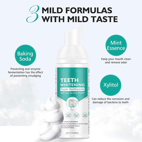 Citrus Baking Soda Teeth Whitening Toothpaste, 2 Pack - Ultra-fine Mousse Foam for Deep Cleaning and Stain Removal