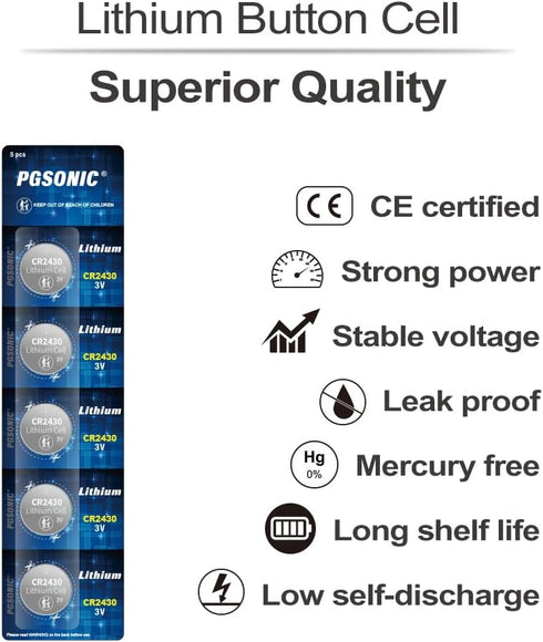 CR2430 3V Lithium Battery (5pcs)