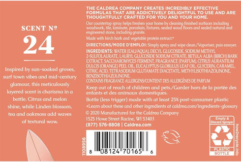 Caldrea Multi-surface CounterTop Spray Cleaner, Vegetable Protein Extract, Tangelo Palm Frond Scent, 16 Oz