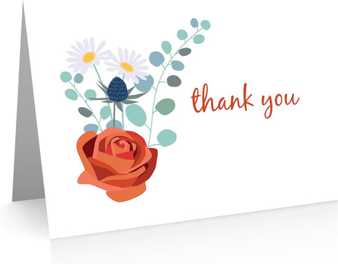 Quni Brand Floral Thank You Cards - Floral Note Card Set (24 cards