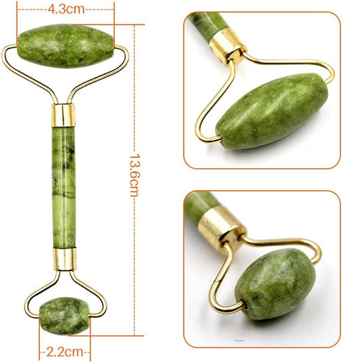 LadyCent Slimming Massage-1pc Facial Massage Roller Guasha Board, Double Heads Jade Stone Face Eye Lift Body Skin