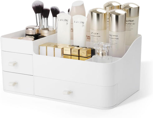 Makeup Organizer for Vanity, Large Capacity Desk Organizer with Drawers for Cosmetics, Lipsticks, Jewelry, Nail Care, Skincare, Ideal for Bedroom and Bathroom Countertops by BTremary