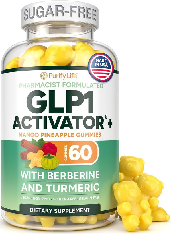 Purify Life GLP-1 Support Gummies Sugar-Free Appetite & Craving Control Supplement with Berberine, Cinnamon,