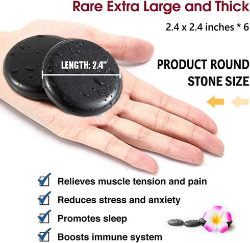 Massage Stones Essential Hot Stones for Massage, 6 Medium Hot Rocks Massage Kit for Relaxation and Pain Relief