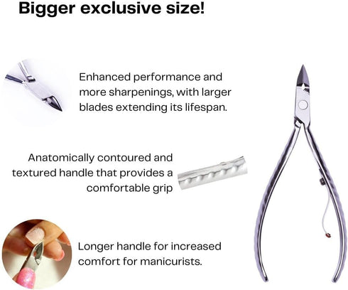 Professional Cuticle Nipper Mundial 772 PR, Long Handle Stainless Steel Trimmer for Fingernails and Toenails