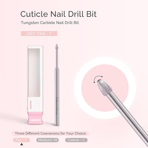 MelodySusie Cuticle Clean Nail Drill Bit 3/32'', Professional Safety Carbide Under Nail Cleaner for Manicure Supply
