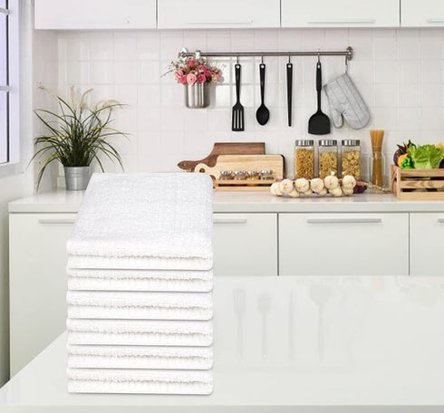 Bar Mop Kitchen Towels- 12 Pack, 16 x 19 Inches, Bar Mop Towels -100% Cotton Barmops Towels - Super Absorbent, Multi-Purpose for Home, Kitchen and Bar Cleaning (White) by ZUPERIA