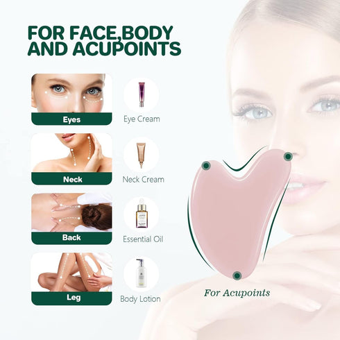 HZLXMYXO1 2 Pack Gua Sha Facial Tools,Gua Sha Jade Stone Gua Sha Massage Tool, Guasha Tool for Face and Body Skin