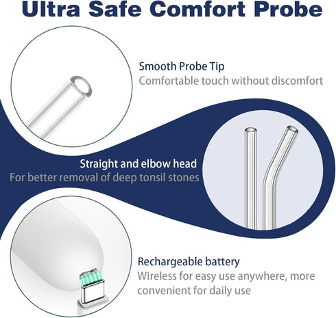 Electronic Tonsil Stone Remover - 9PCS Tonsil Stone Removal Kit with Oral Lamp, 3 Suction Modes, 5X Magnifying Mirror