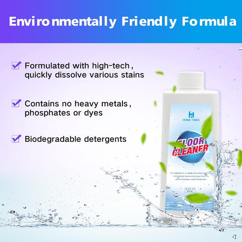 Home Times Multi-Surface Floor Cleaning Solution - 16.9 oz, Dilution Ratio 1:200, Compatible with Robot Vacuums
