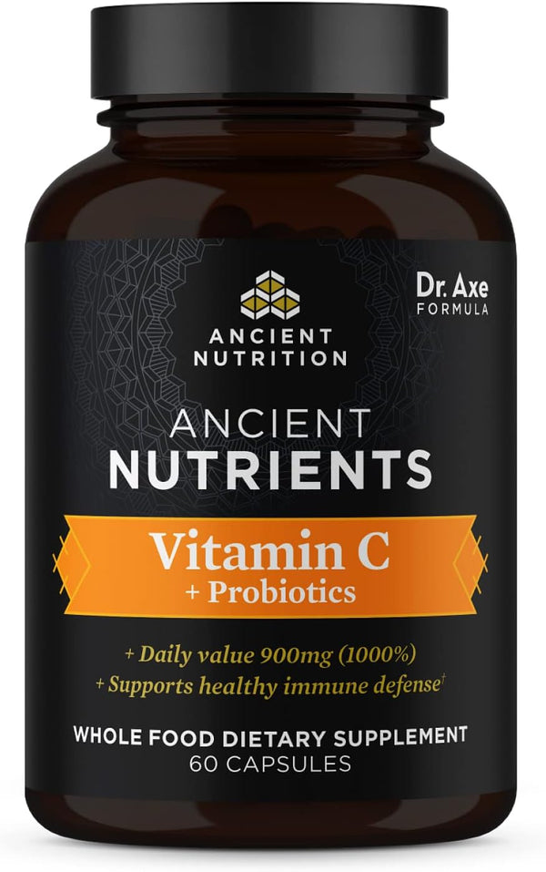 Ancient Nutrition Probiotics and Vitamin C Supplement, 30 Servings - Supports Healthy Immune System and Gut Health,