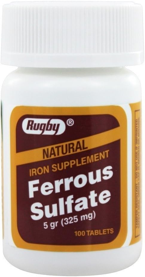 Rugby Ferrous Sulfate 325 mg | 100 Tablets