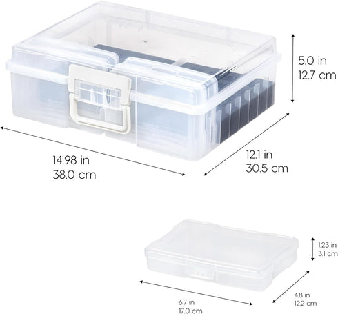 IRIS USA Cosmetic Train Case Nail Polish Organizer with 4 Inner Cases, 2-Pack Portable Storage Box for 44 Bottles -