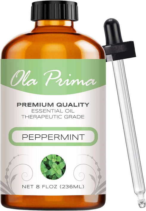 Ola Prima Peppermint Essential Oil - 8oz - 8 Fluid Ounces - Therapeutic Grade Peppermint Oil