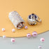 Bling Pill Case Rhinestone Pill Box Portable Waterproof Holder with Keychain for Travel, Outdoor, Camping (AB Color)