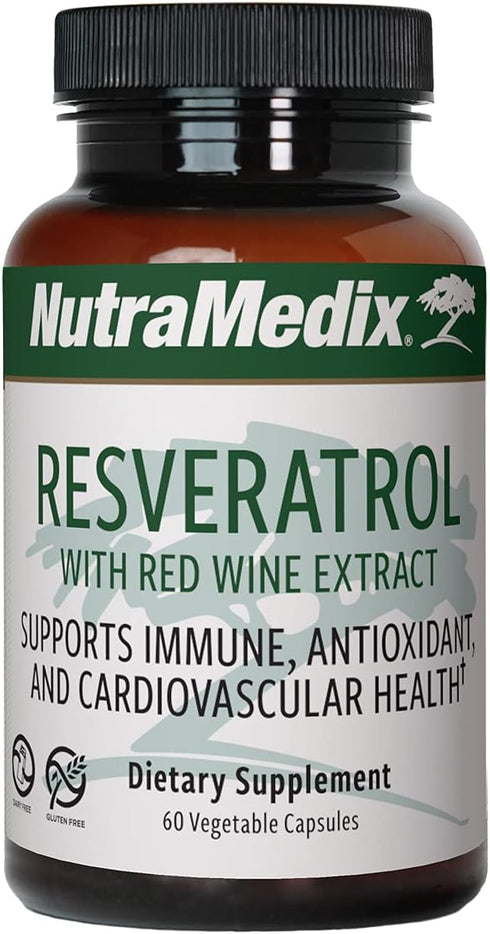 NutraMedix Resveratrol Capsules - Bioavailable Antioxidants Supplement from Red Wine Extract + Grape Skins | 200mg