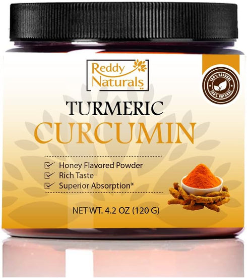 Reddy Naturals Aryana Turmeric Curcumin Powder, Pure & Organic Supplement with Black Pepper for Joint Support, Honey
