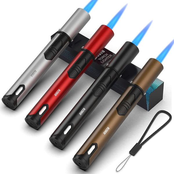 4 Pack Long Torch Lighter, Adjustable Refillable Multipurpose Lighter for Grill BBQ