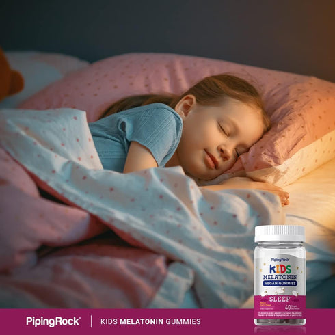 Piping Rock Kids Melatonin Gummy 1mg | 40 Gummies | Vegan, Non-GMO, Gluten Free Cherry Flavor Supplement