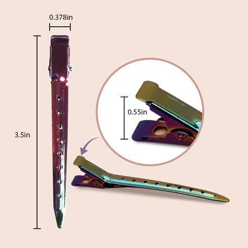 Kitsch Professional Alligator Clips for Hair Styling, 3.5" Aluminum Hair Sectioning Clips, Rust-Free, 6 Pcs