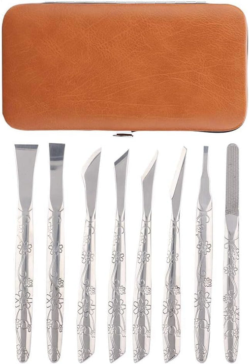 Ingrown Toenail Tool, 8pcs Stainless Steel Foot File, Dead Skin Remover, Pedicure Tool Set for Ingrown Foot Care