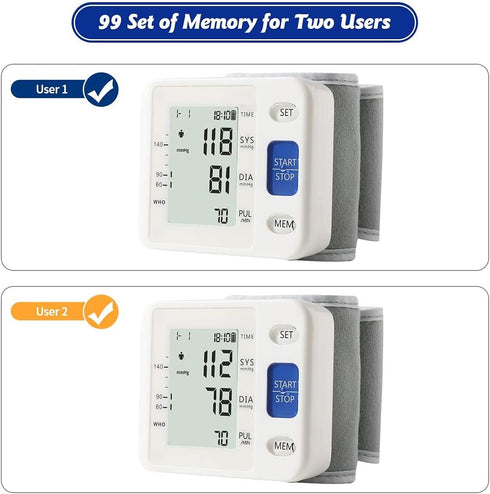 Blood Pressure Monitor - Wrist Accurate Automatic High Blood Pressure Monitors with LCD Screen, Irregular Heartbeat