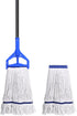 Loop-End String Mop Heavy Duty Commercial Mops with 2 Extra Replacement Heads, 59 Inch Cotton Wet Mop