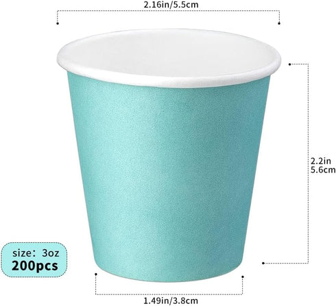 200 Pack Disposable 3 oz Paper Cups, Small Bathroom Espresso Cups for Mouthwash, Snack, Home, Condos, RVs (Blue)
