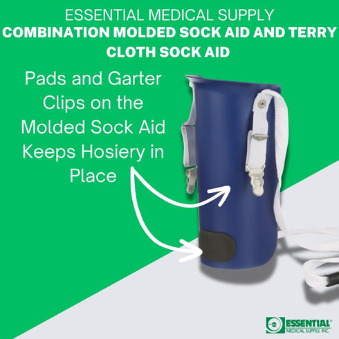 Package Essential Medical Supply Combination Molded Plastic Sock and Stocking Aid and Terry Cloth Sock Aid - Two Sock
