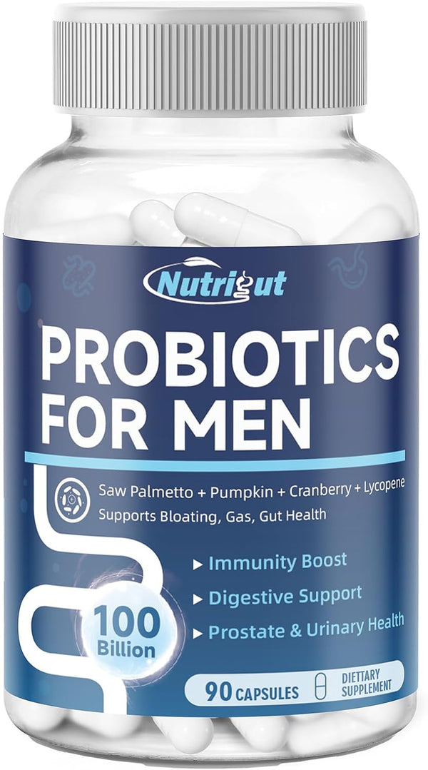 Probiotics for Men, 100 Billion CFUs with Prebiotics, Pumpkin Seed, Saw Palmetto, Cranberry & Lycopene for Prostate